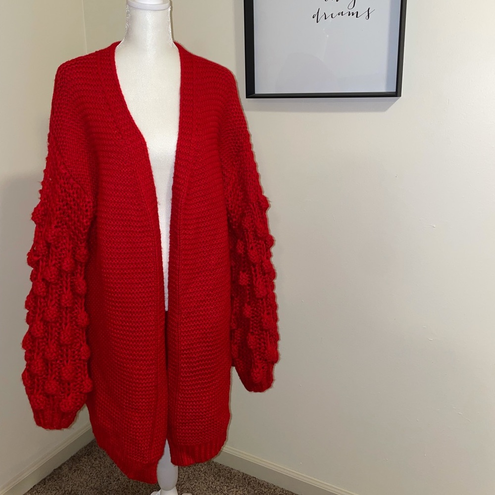 EUC Sz. L Red Oversized Cardigan Sweater